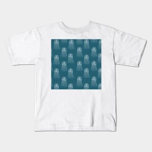 jellyfish aloha print pattern hawaii blue teal and white Kids T-Shirt